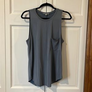 Love Tree Top/Tank, dusty blue/gray color, size small